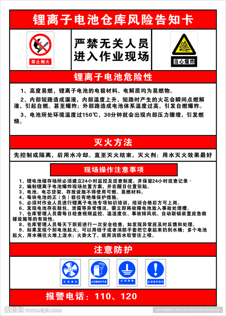锂离子电池风险告知卡