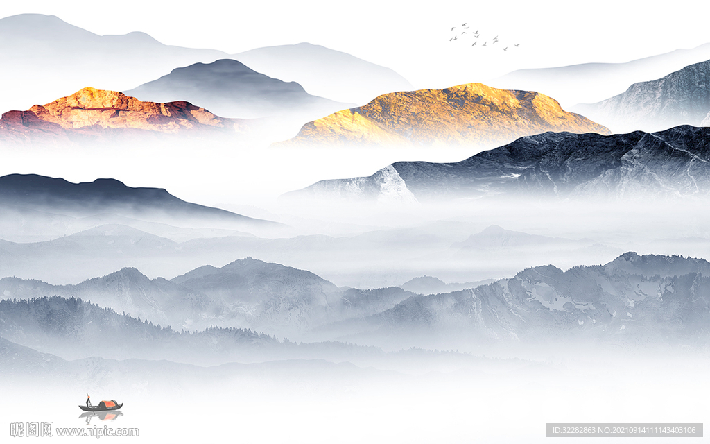 新款 意境客厅山水 TIF分层