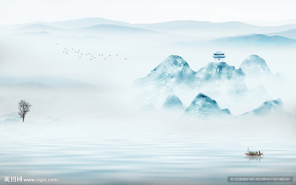 新中式意境客厅山水 TIF分层