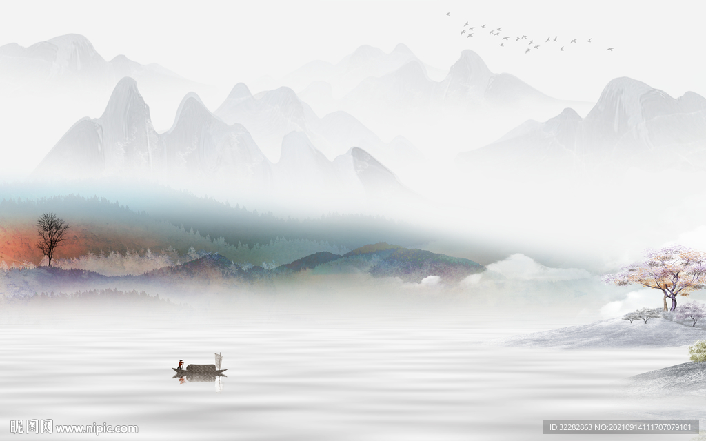 高档意境客厅山水 TIF分层