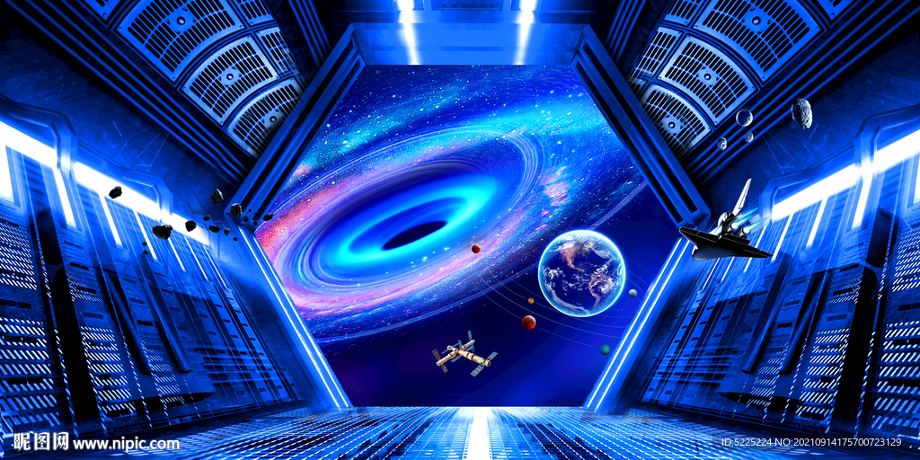 3d宇航员太空舱背景墙