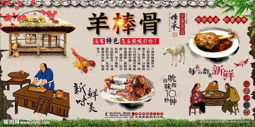 羊棒骨背景墙