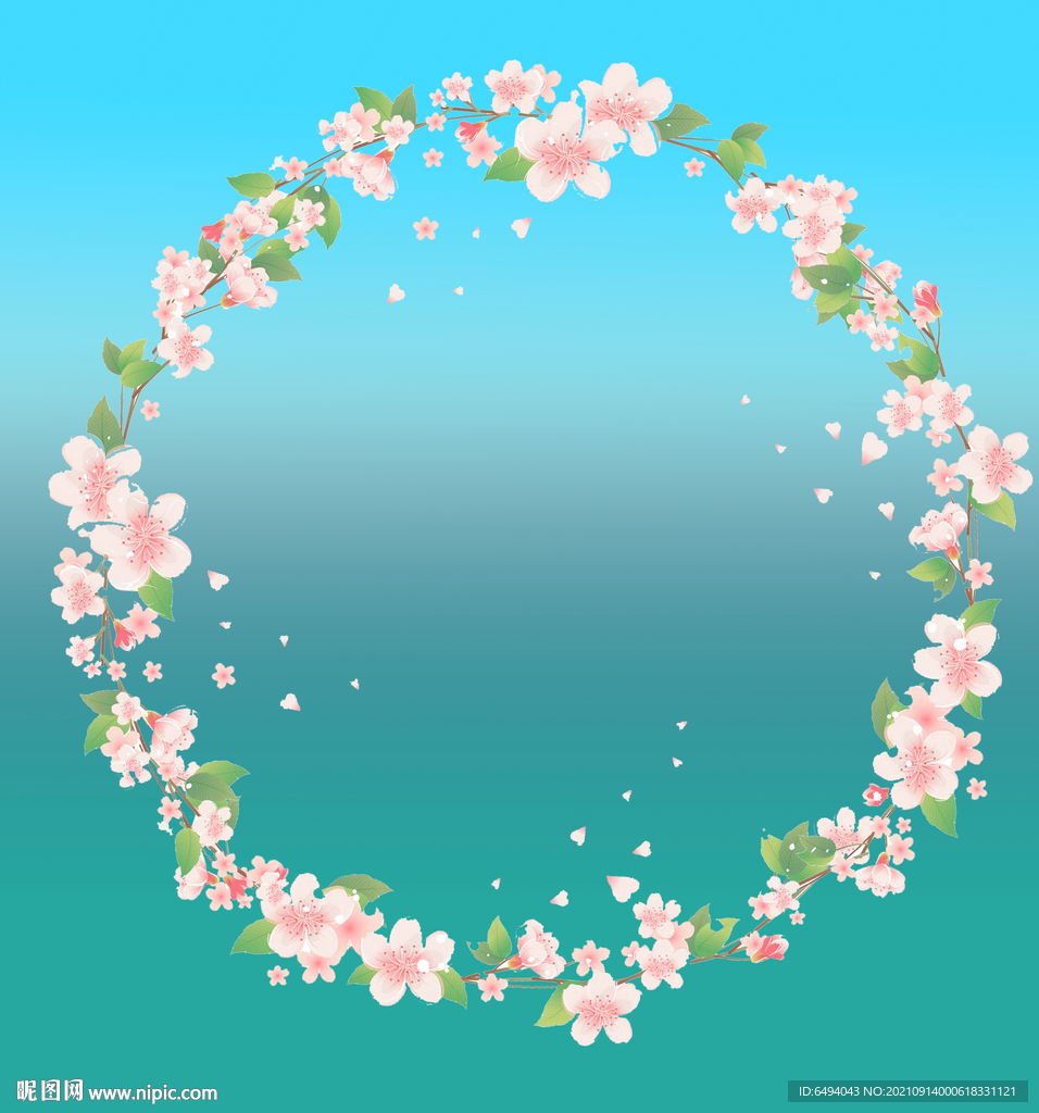  浪漫花环春天桃花樱花素材