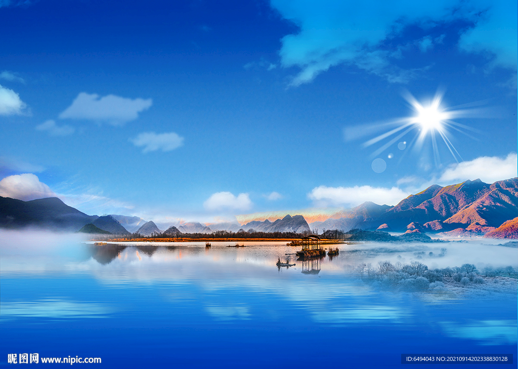 大九湖美景山水一色背景