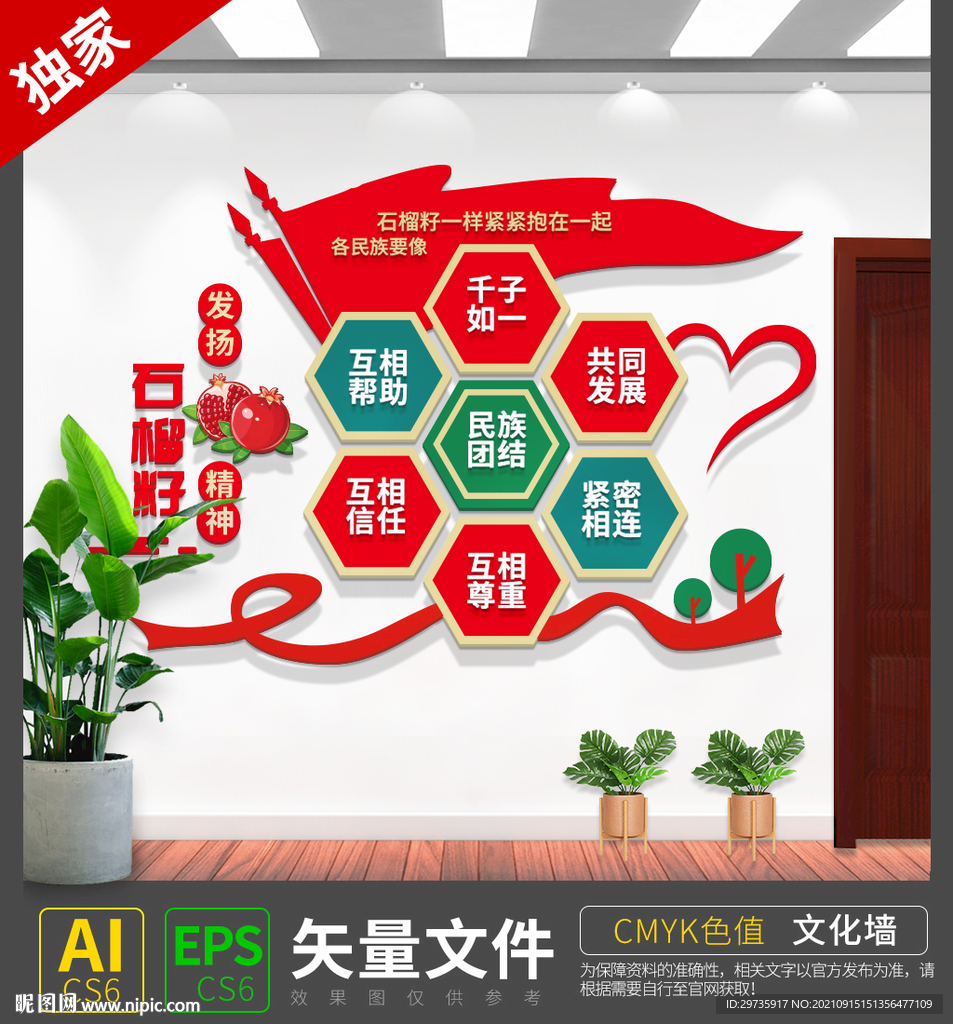 民族团结精神文化墙设计模板