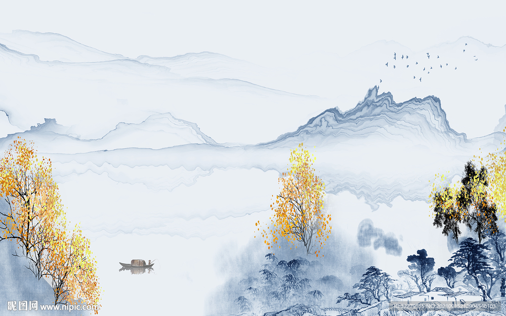 高档简约大气山水 TIF分层