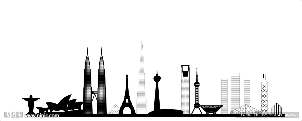 建筑线稿矢量图