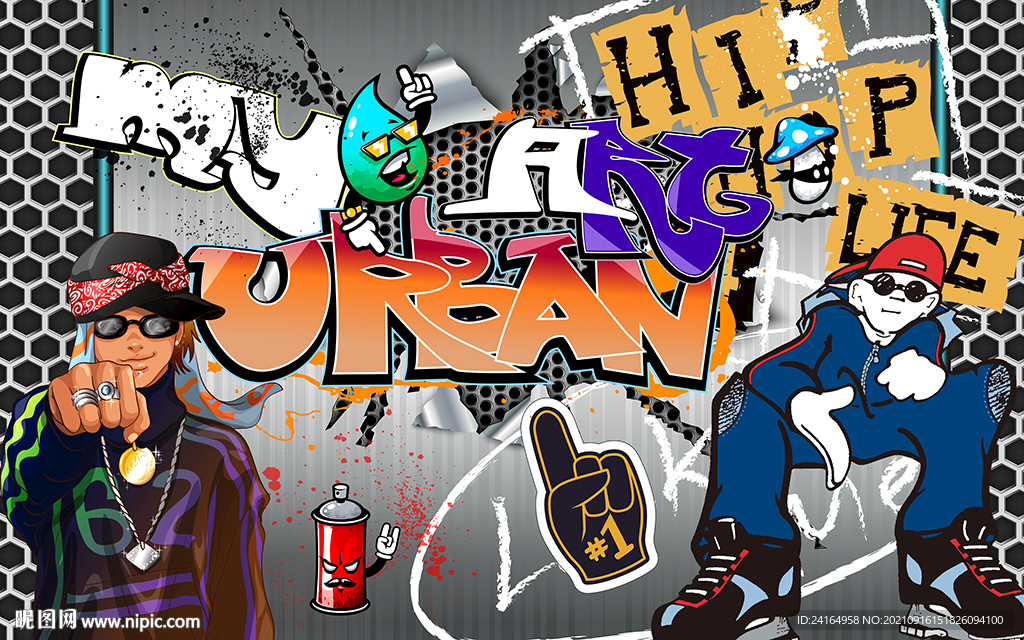 涂鸦个性手绘背景墙