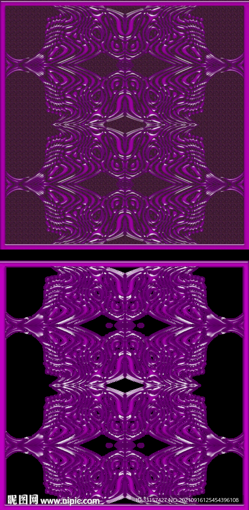 紫色仿剪纸连年有余背景