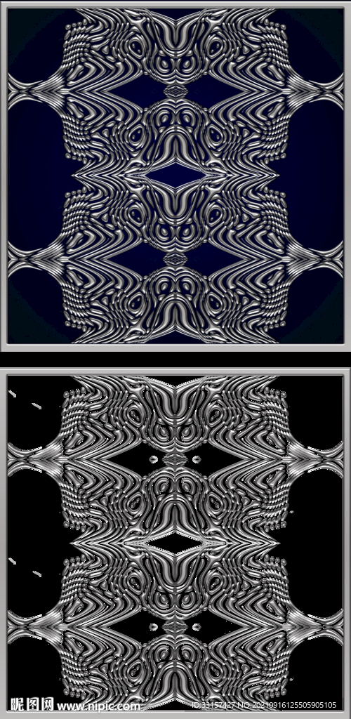 银色仿剪纸连年有余背景