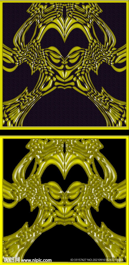 黄色仿剪纸艺术脸谱背景