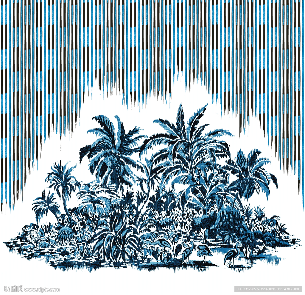 树木 花丛  油画 潮牌  