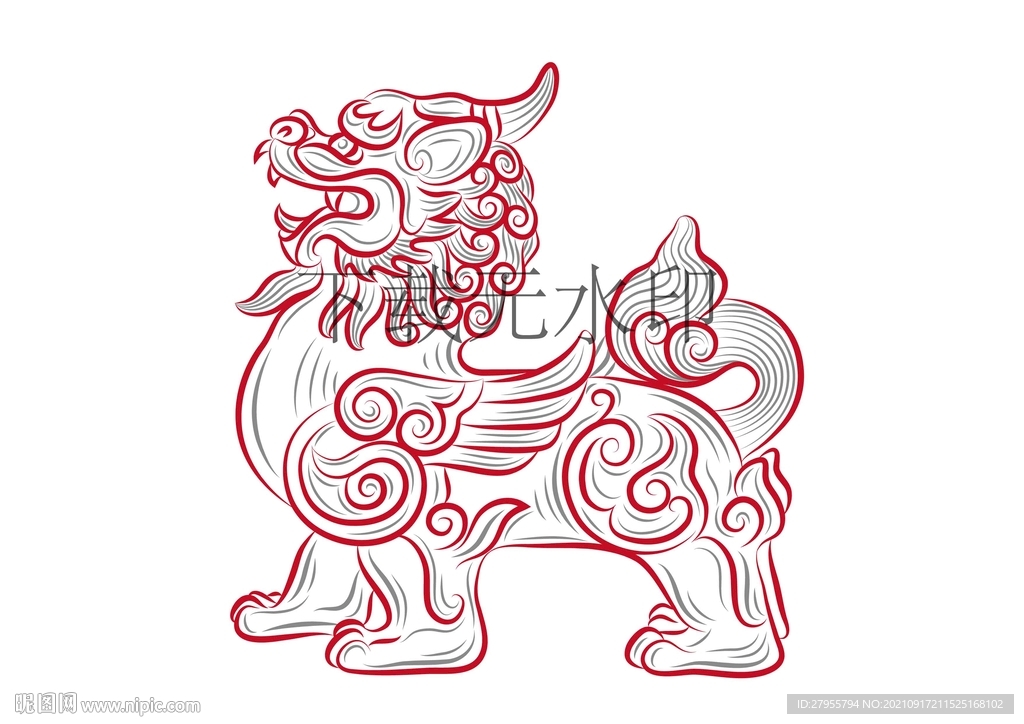 麒麟红色矢量