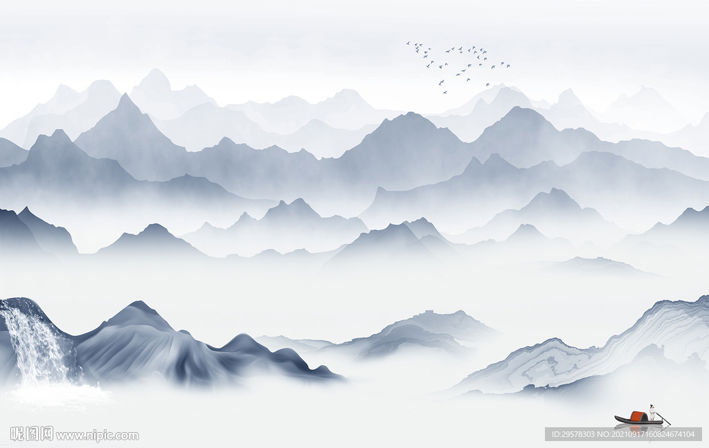 中式 高端山水画 TIF分层图