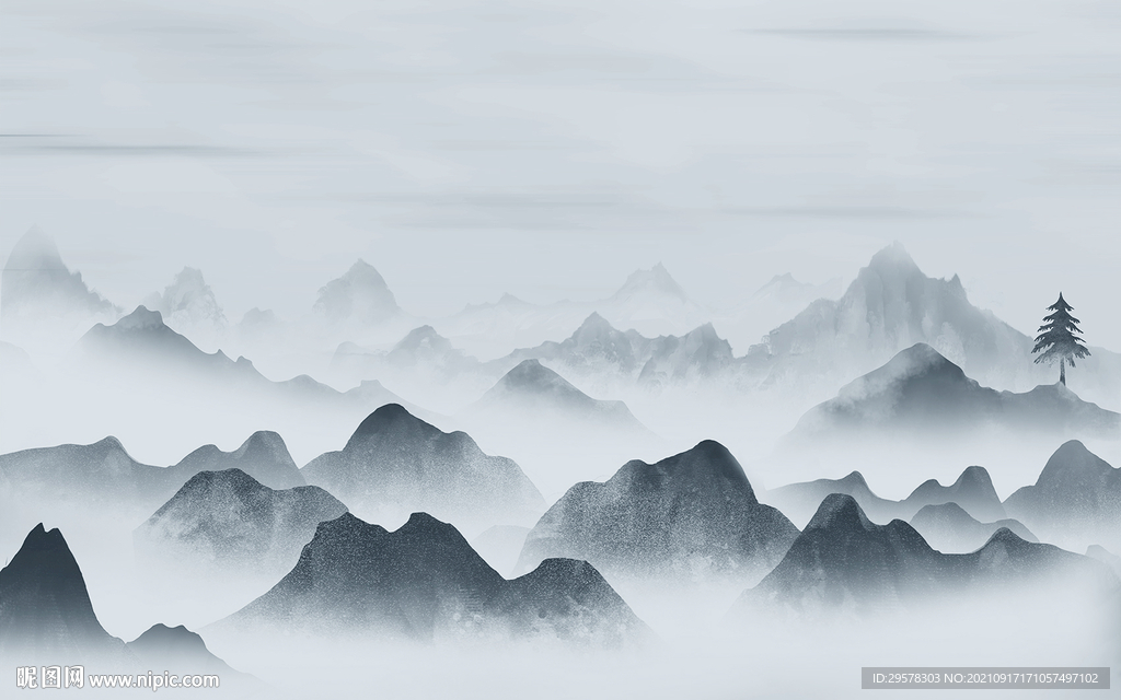 高档 高端山水画 TIF分层图