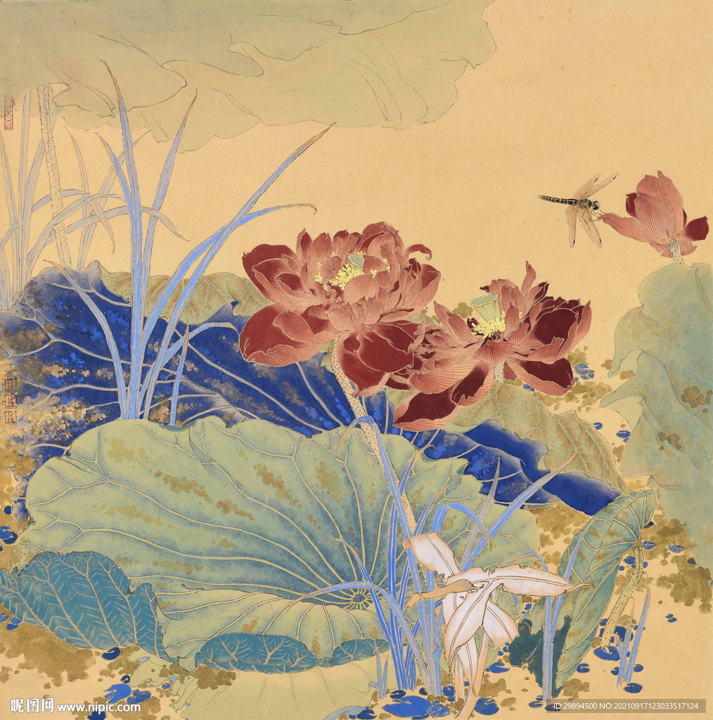 古典荷花中式装饰画