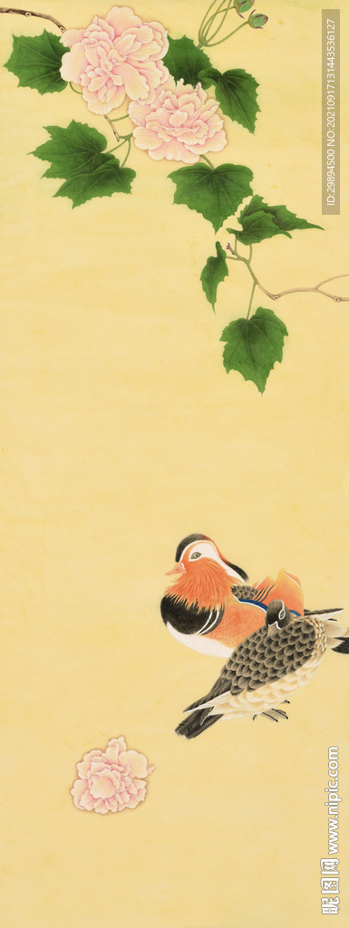 古典花鸟鱼虫花开富贵鸳鸯装饰画