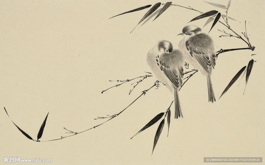 古典花鸟鱼虫竹子中式装饰画