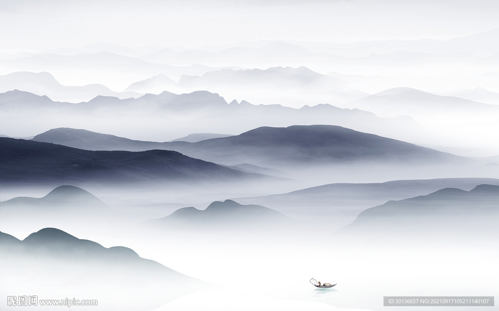 高清 山水画背景图 TIF分层