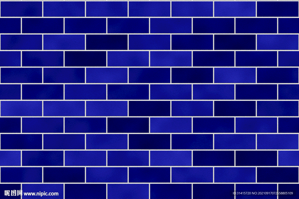 蓝色无缝拼接砖墙