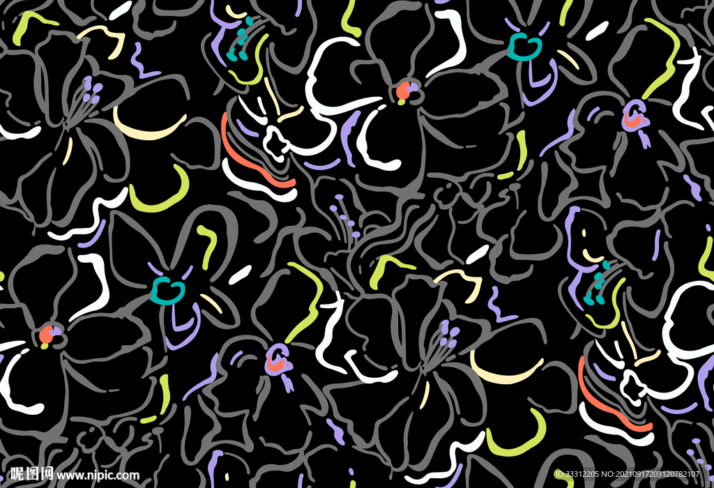 乱花 底纹 花卉 叶子 大牌女