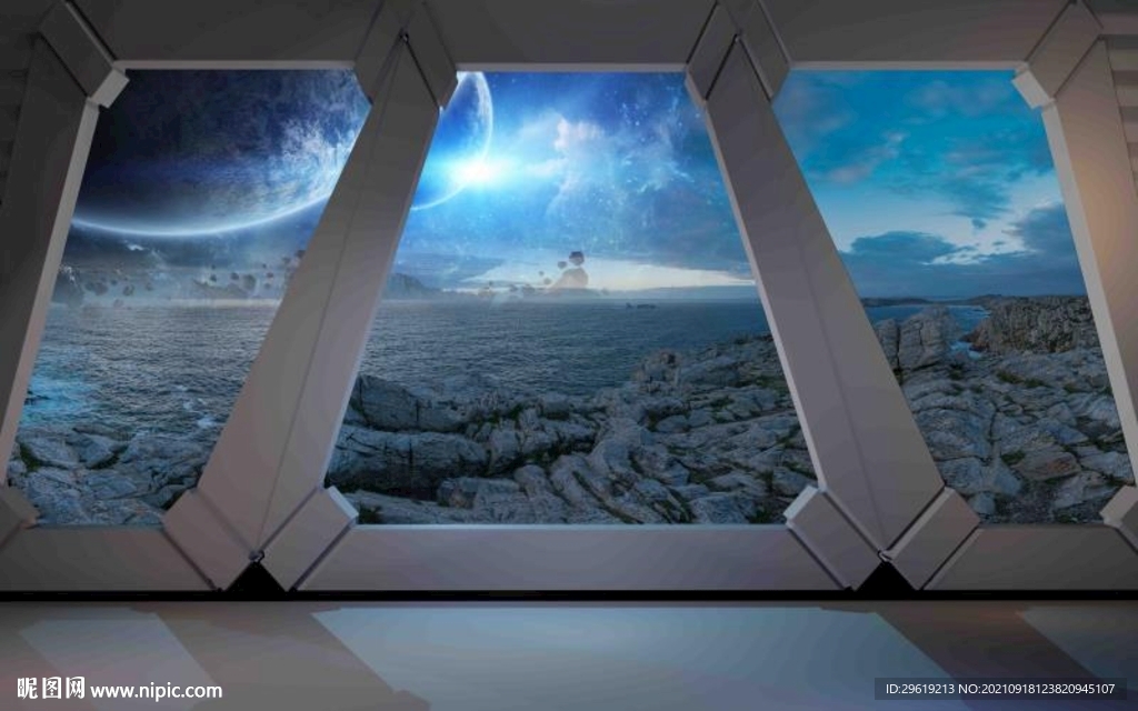 科幻星空背景墙图片