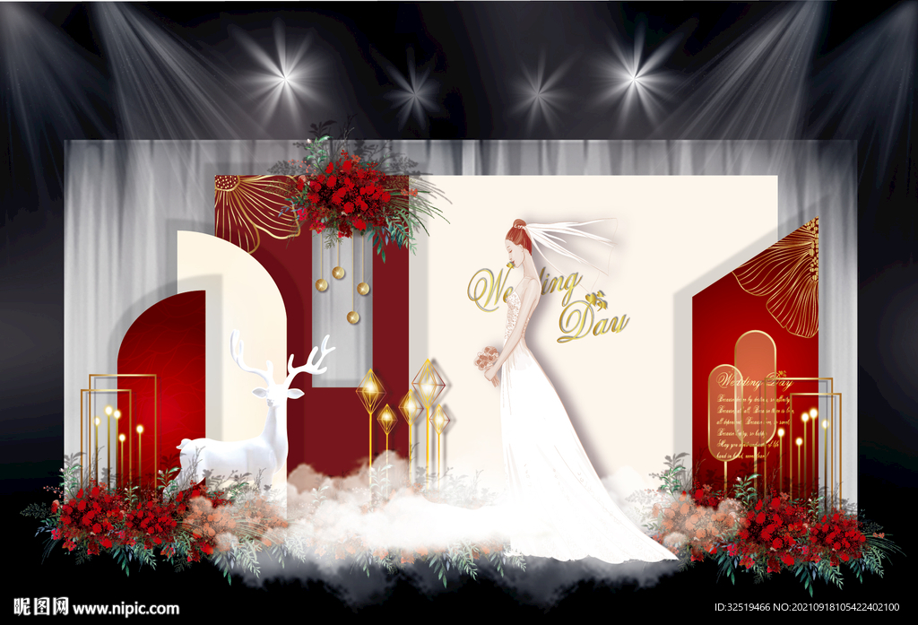 红金色泰式婚礼效果图设计