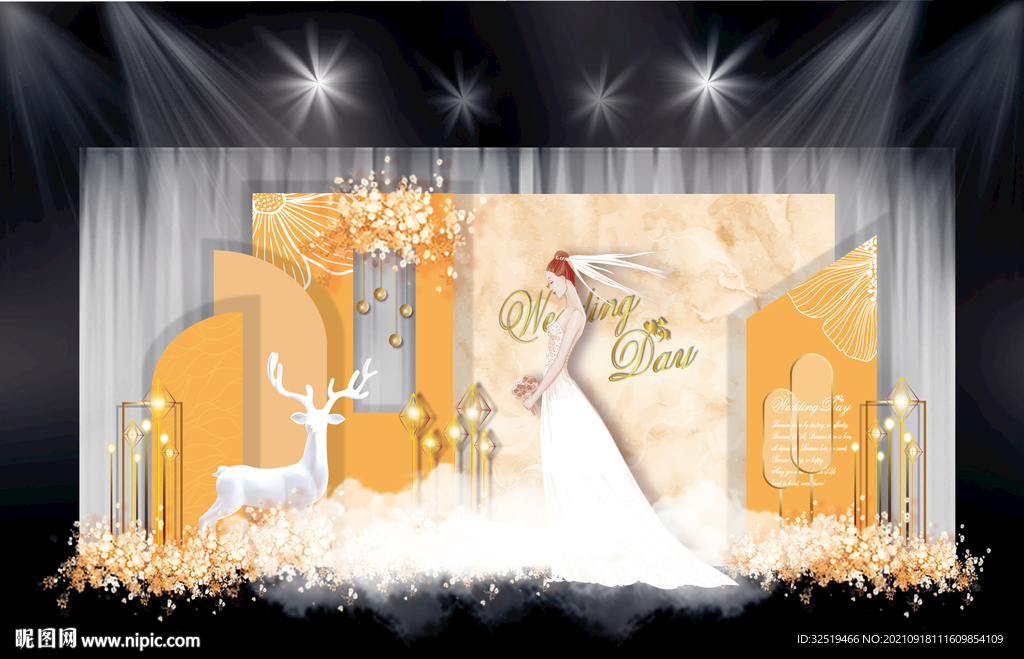 橘黄色泰式婚礼效果图设计