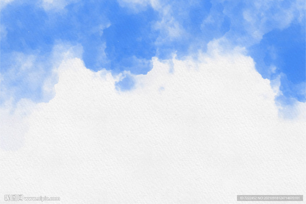 宣纸蓝色水彩画