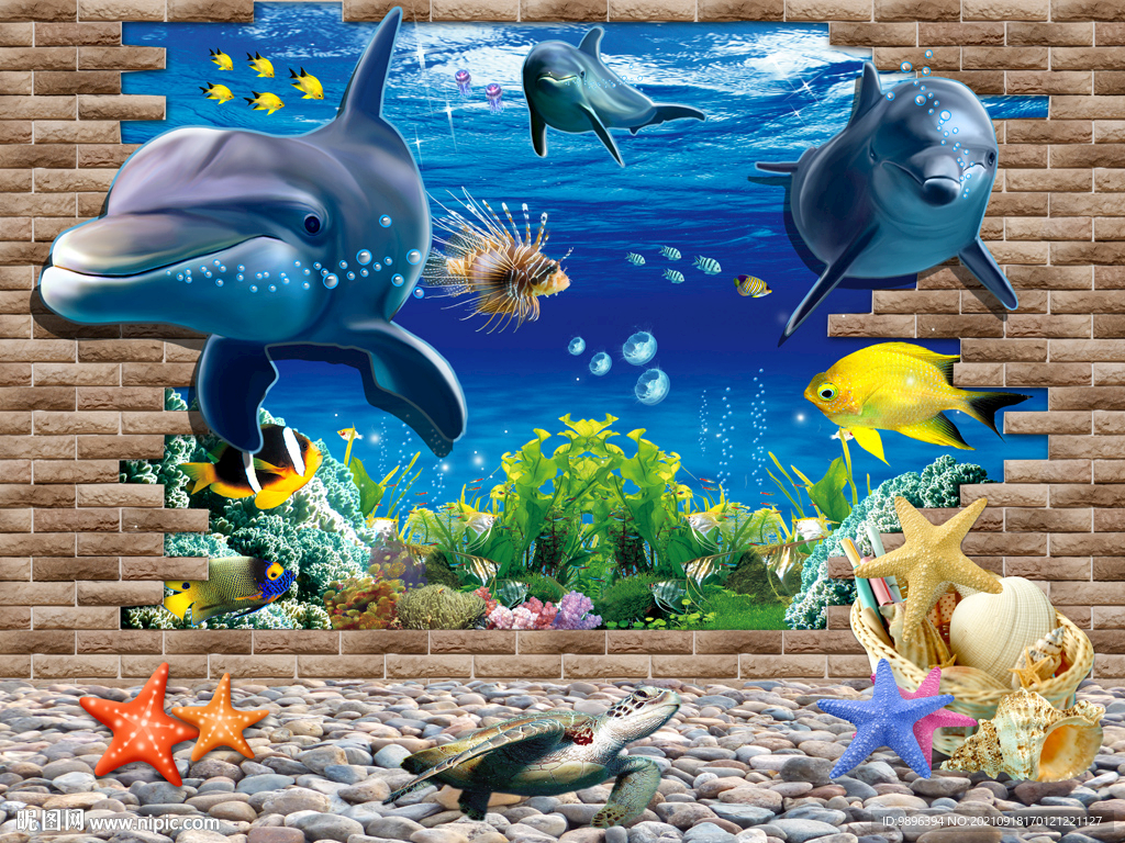 创意海豚海洋图