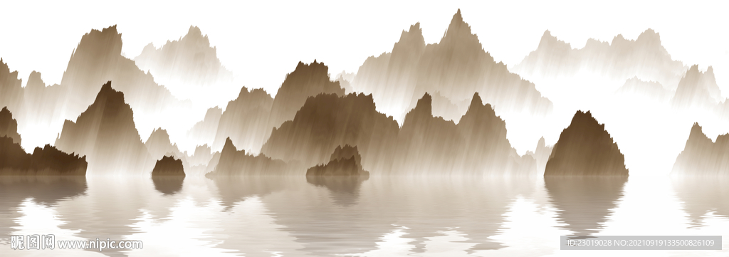 晕染山水水墨画