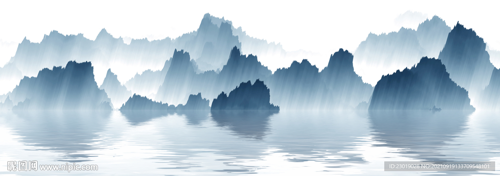 抽象水墨山水画