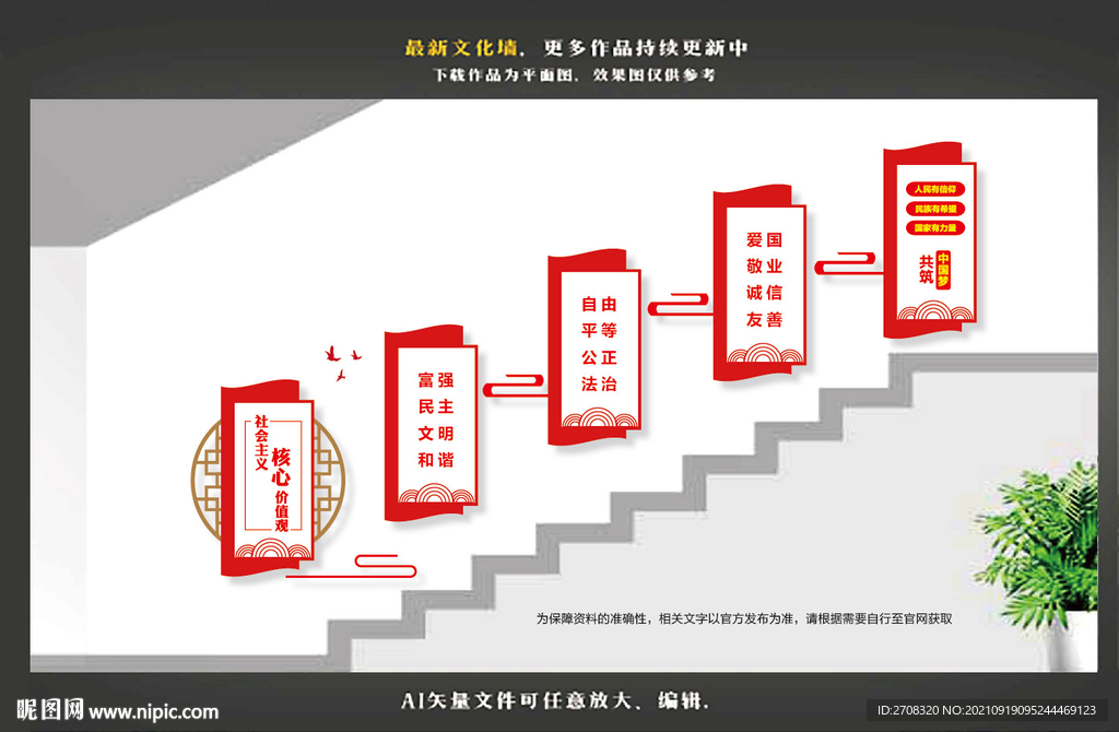 楼道价值观楼梯文化墙