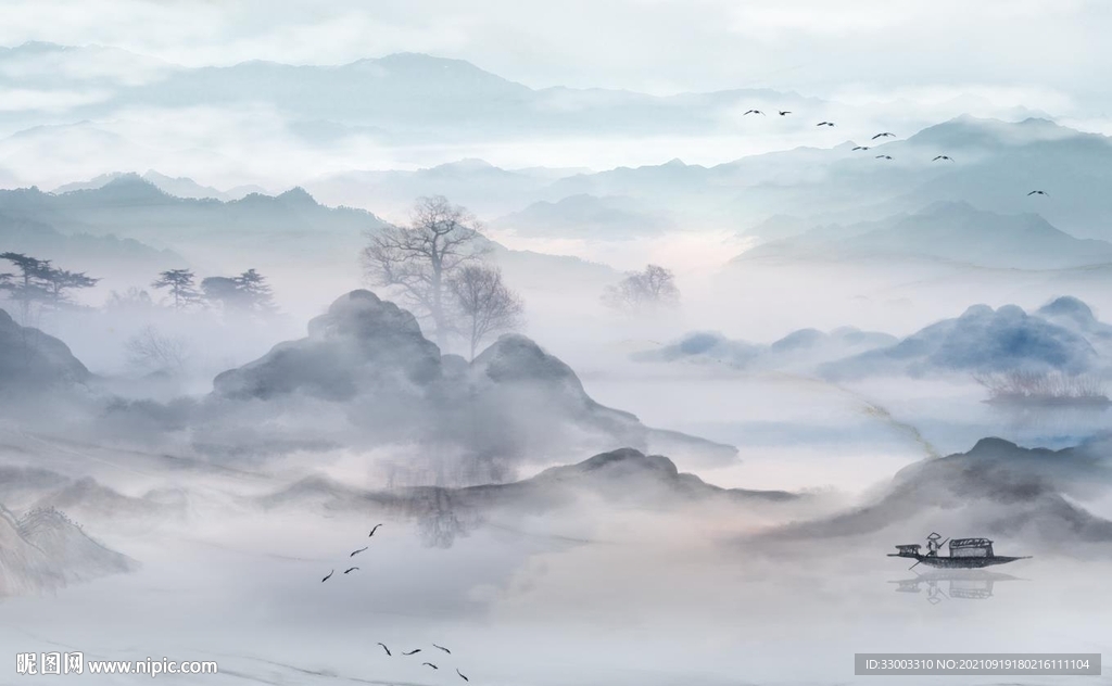 新中式山水背景墙