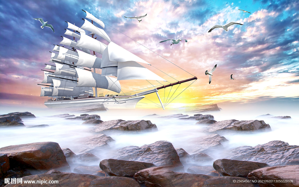 一帆风顺背景墙