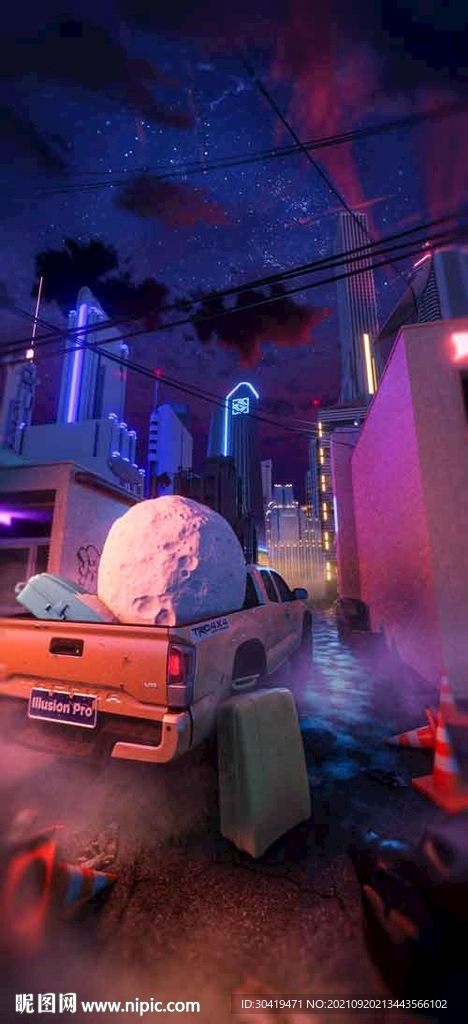 中秋海报月球C4D
