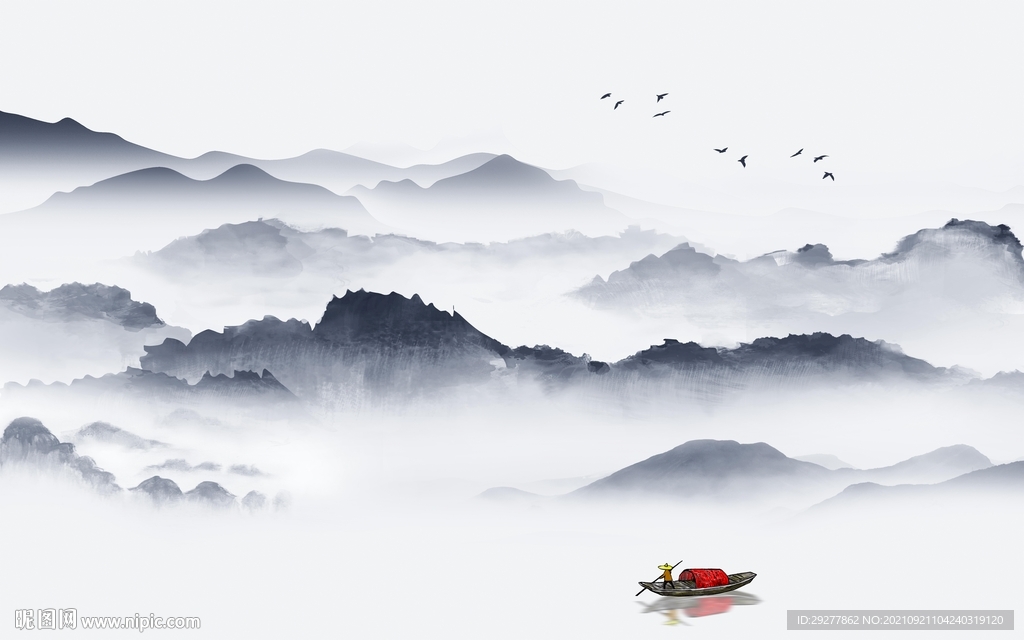 中式客厅山水画 tif分层图