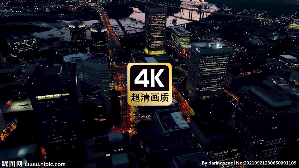 航拍城市建筑群夜景