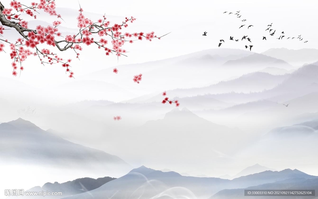 新中式山水背景墙