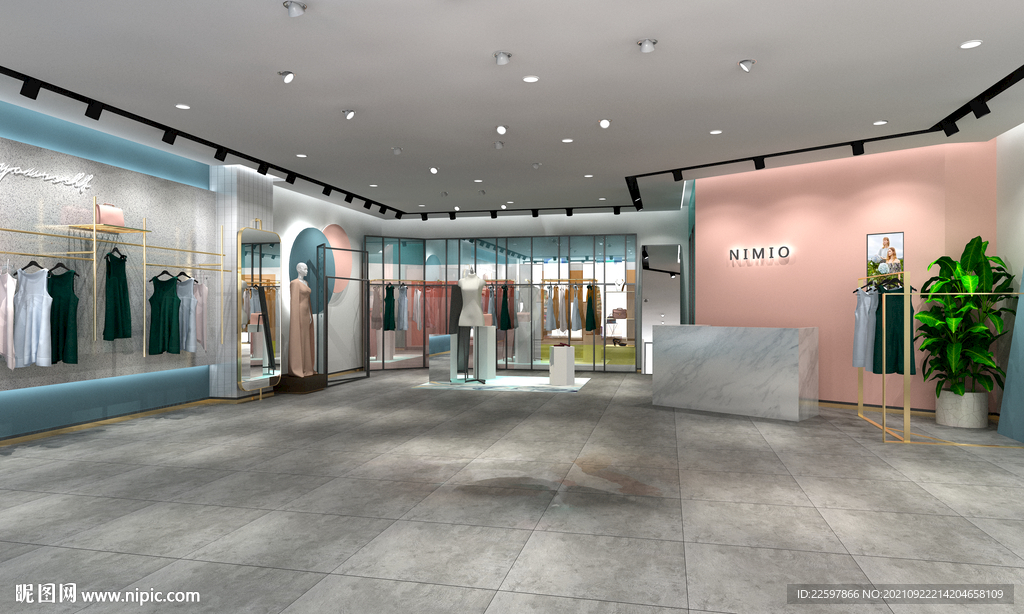 现代服装店场景 家具场景