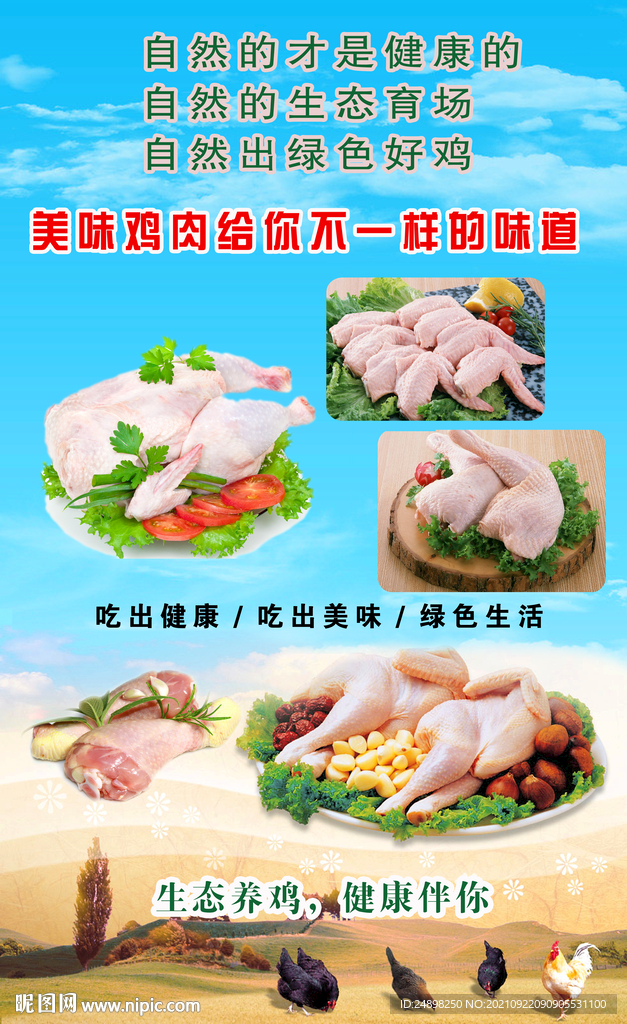 冷鲜鸡肉生鲜超市展示