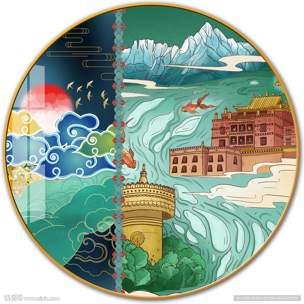 国潮中国风祥云装饰画