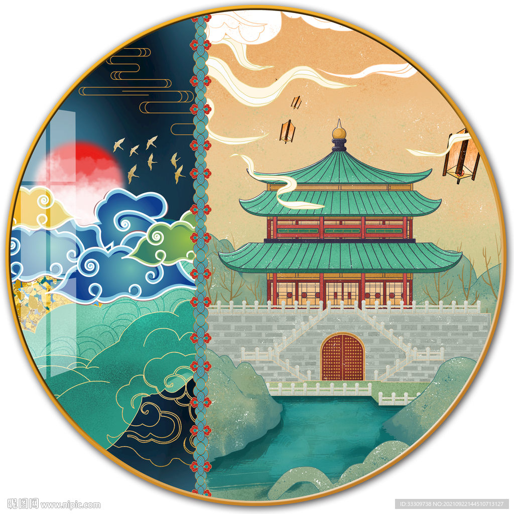  国潮水墨民宿装饰画