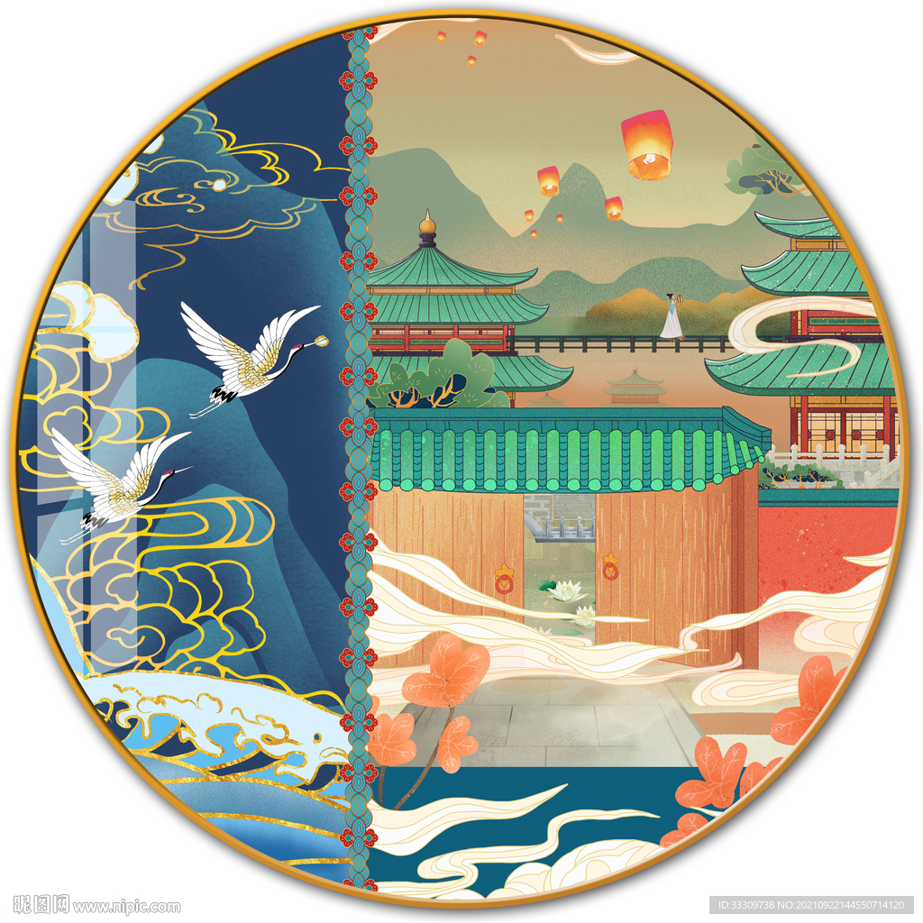 国潮中国风祥云装饰画