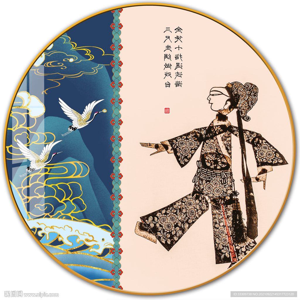 国潮古代人物工装脸谱装饰画