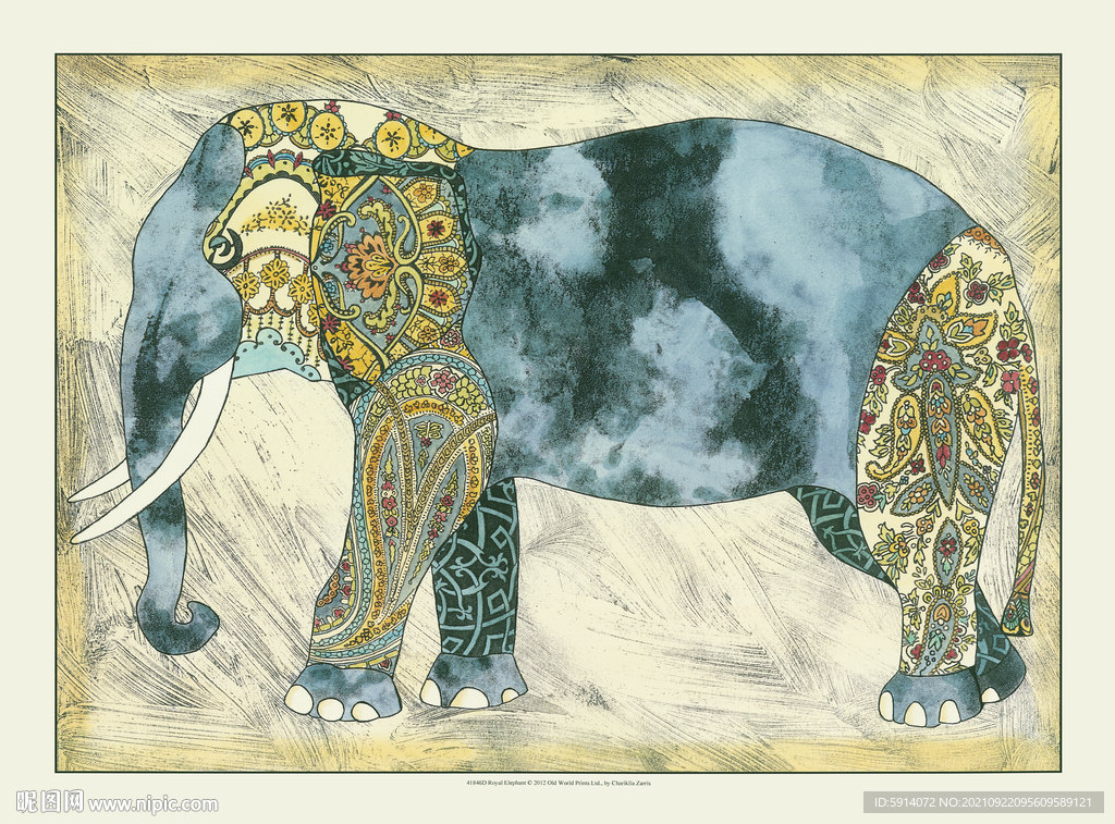 晶瓷画 抽象画 大象