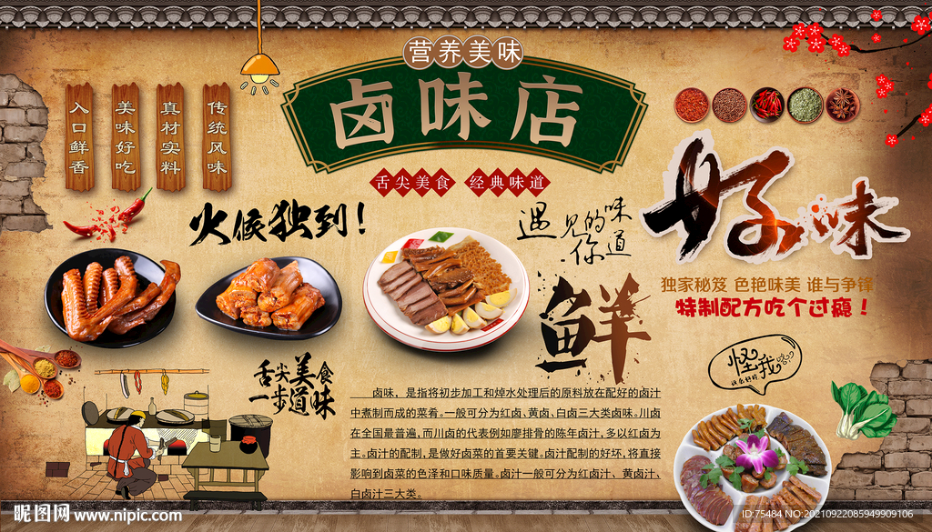 卤味店背景墙