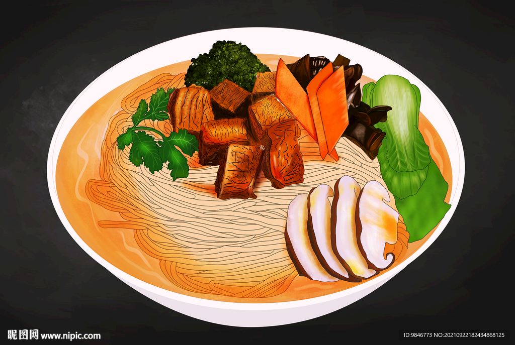 牛腩面 手绘