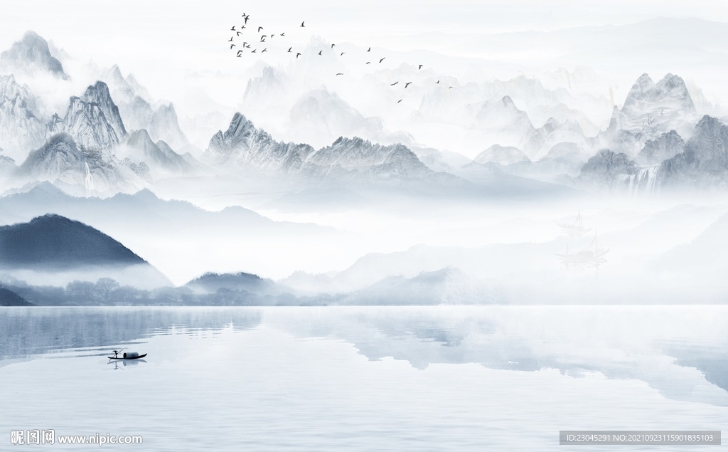 中式风景背景墙