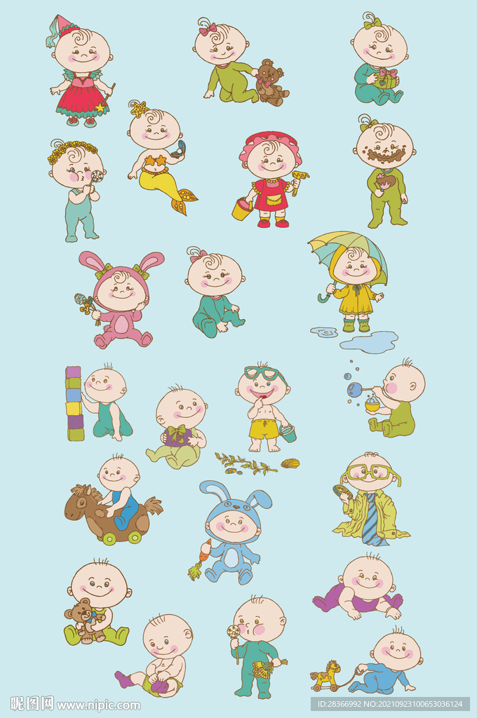 AI矢量卡通小孩子